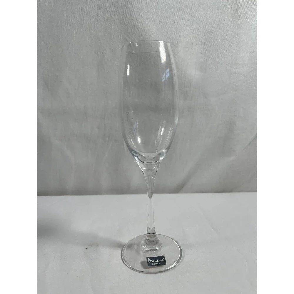 Lot of 4 Spiegelau Fluted Champagne Glasses Clear Glass Long Stem #428